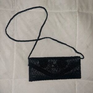 Vintage Black Beaded Clutch